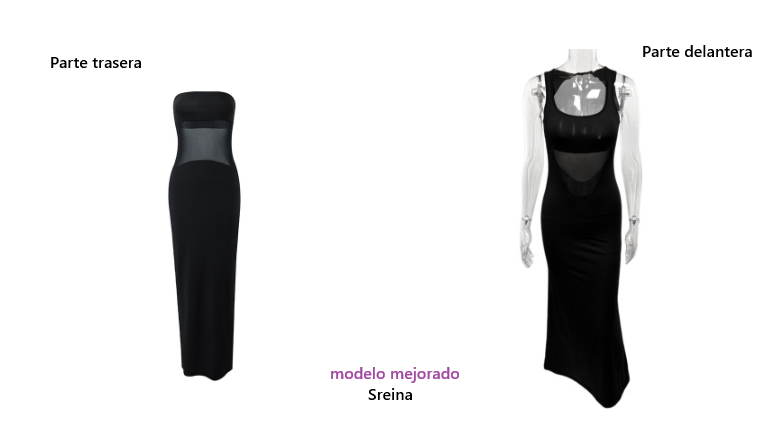 Vestido Sreina Patchwork Transparente con Cuello Cuadrado